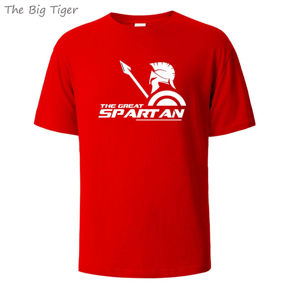 Spartan Printing Summer Cotton Mens Tee Lightweight Round Neck Breathable Fabric Casual Simple Style Tshirt Men T-Shirt