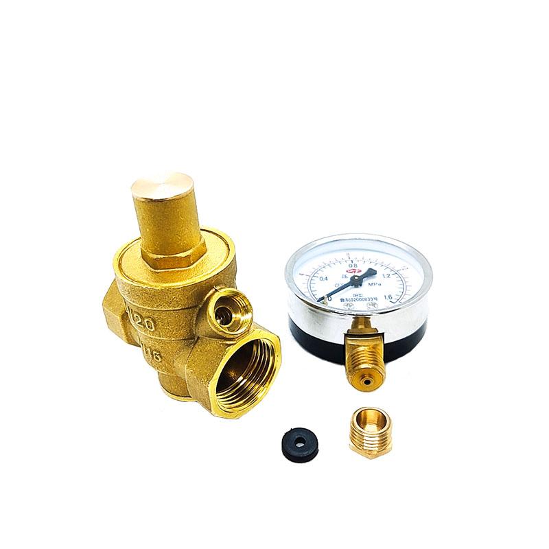 High Quality Adjustable Water Reducing Valve Female Thread Brass Pressure Gauge Regulator Valves With Gauge Meter