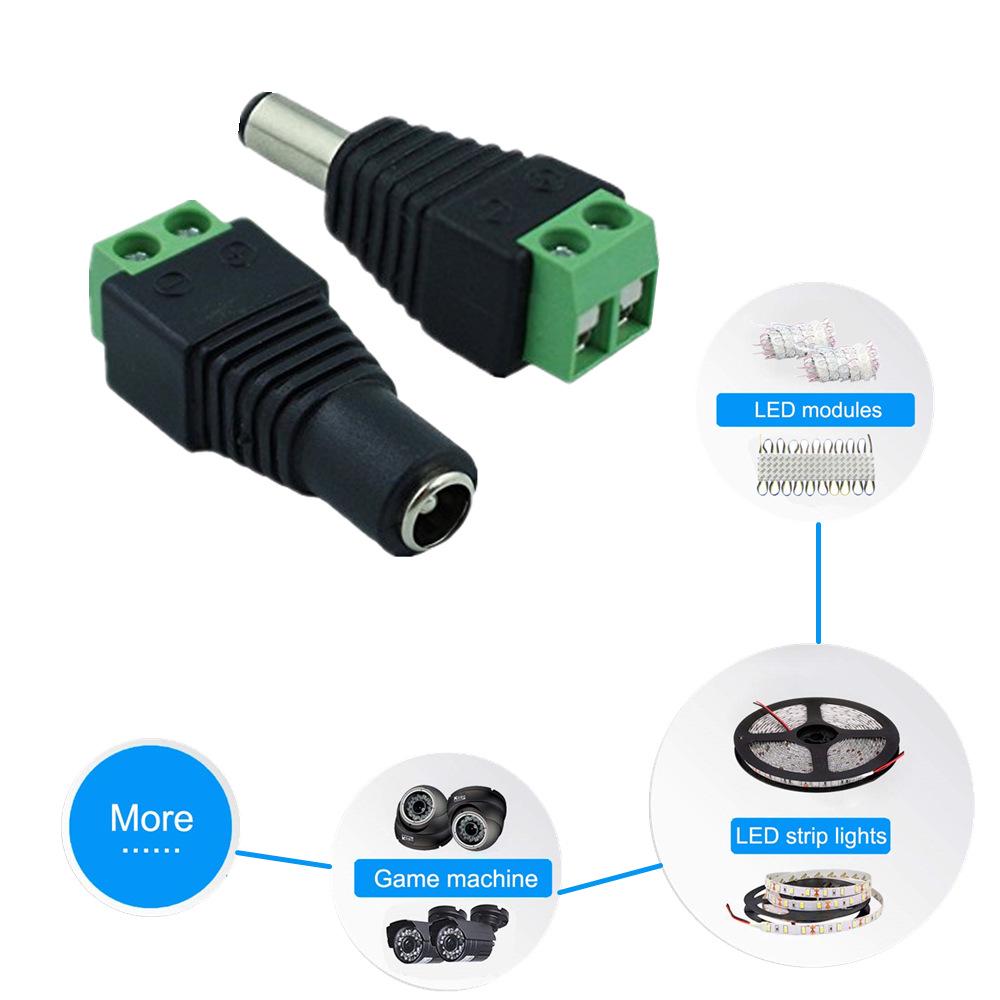 5.5x2.1mm DC Power Connector Set: Male & Female Plugs for 12V LED Strip