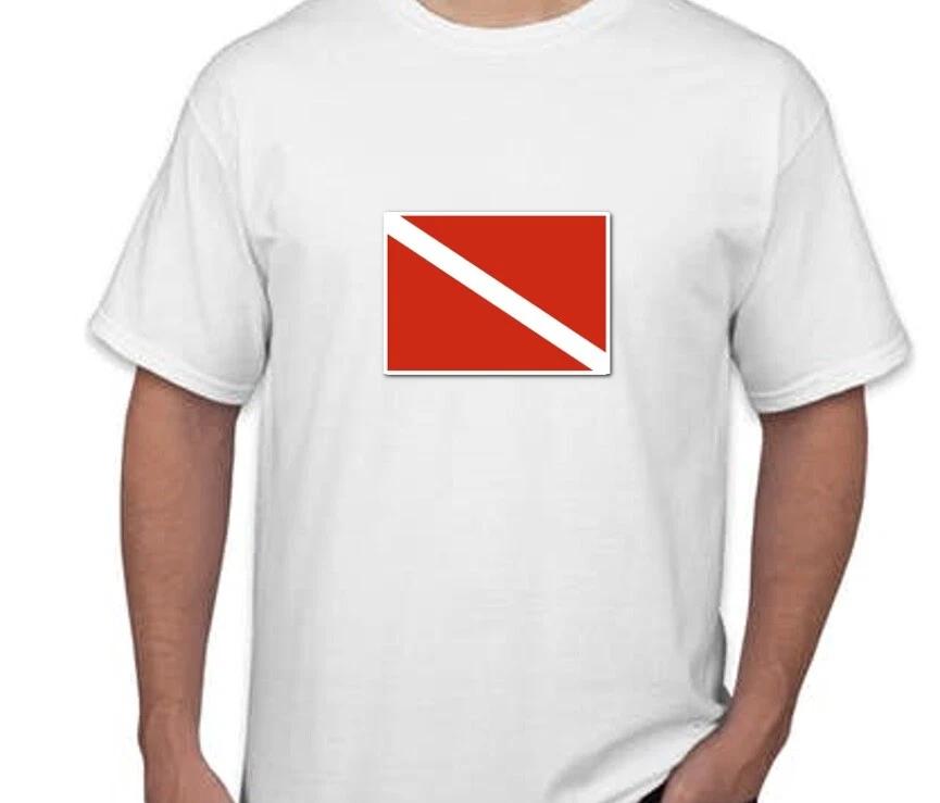 

Dive Flag T-Shirt Scuba Water Beach Ocean Island Diving Red White Tee Shirt S