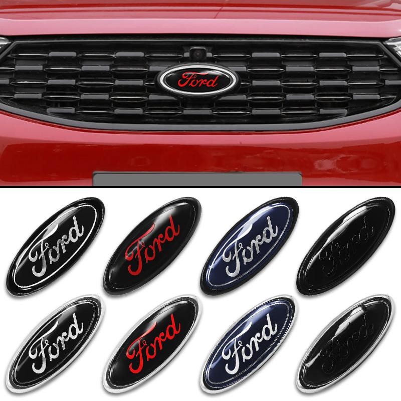 147mmx57mm Car Front Logo Rear Trunk Logo Center Logo Sticker For Ford Fiesta Mondeo Focus Fusion Escape Shelby Edge Accessories