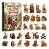 Calendario dell'Avvento Scatola 24 Giorni Calendario di Natale, Animali del Bosco Conto alla Rovescia Elfi Acrilici Figure Giocattoli Carini da Collezione per Decorazione Festa di Natale Natura