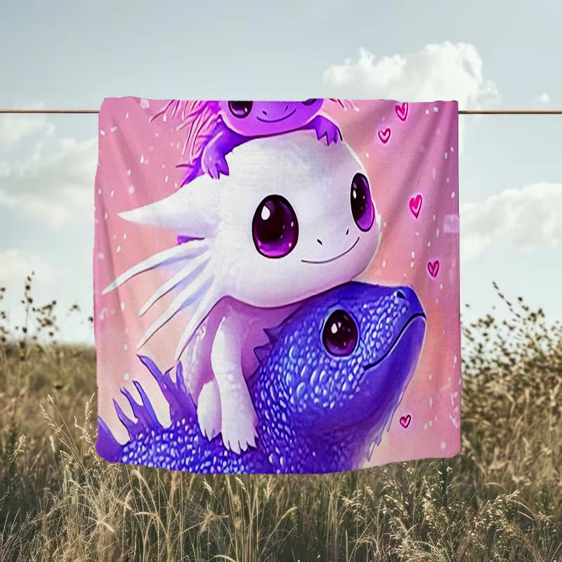 1PC Custom Name Purple Axolotl Trio Outdooor Flannel Blankets Throw Blanket All-Season Throw Gift Bedspread for Couch, Bed, Camping Holiday Birthda