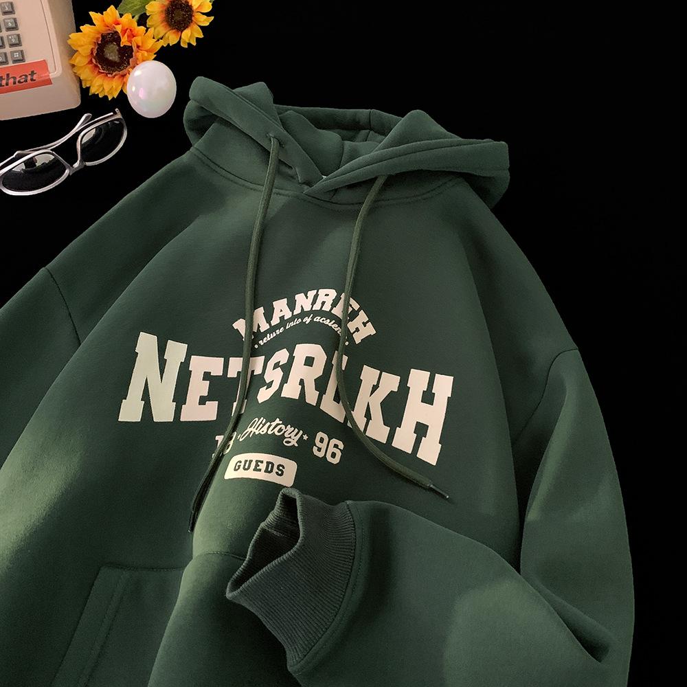 

Hooded Sweater Men s Autumn and Winter New American Letter Loose Casual Hoodie Jacket 5XL