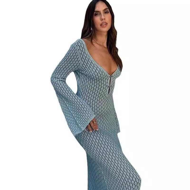 High Waisted Dress with Flared Sleeves Swimsuit Hooded Skirt