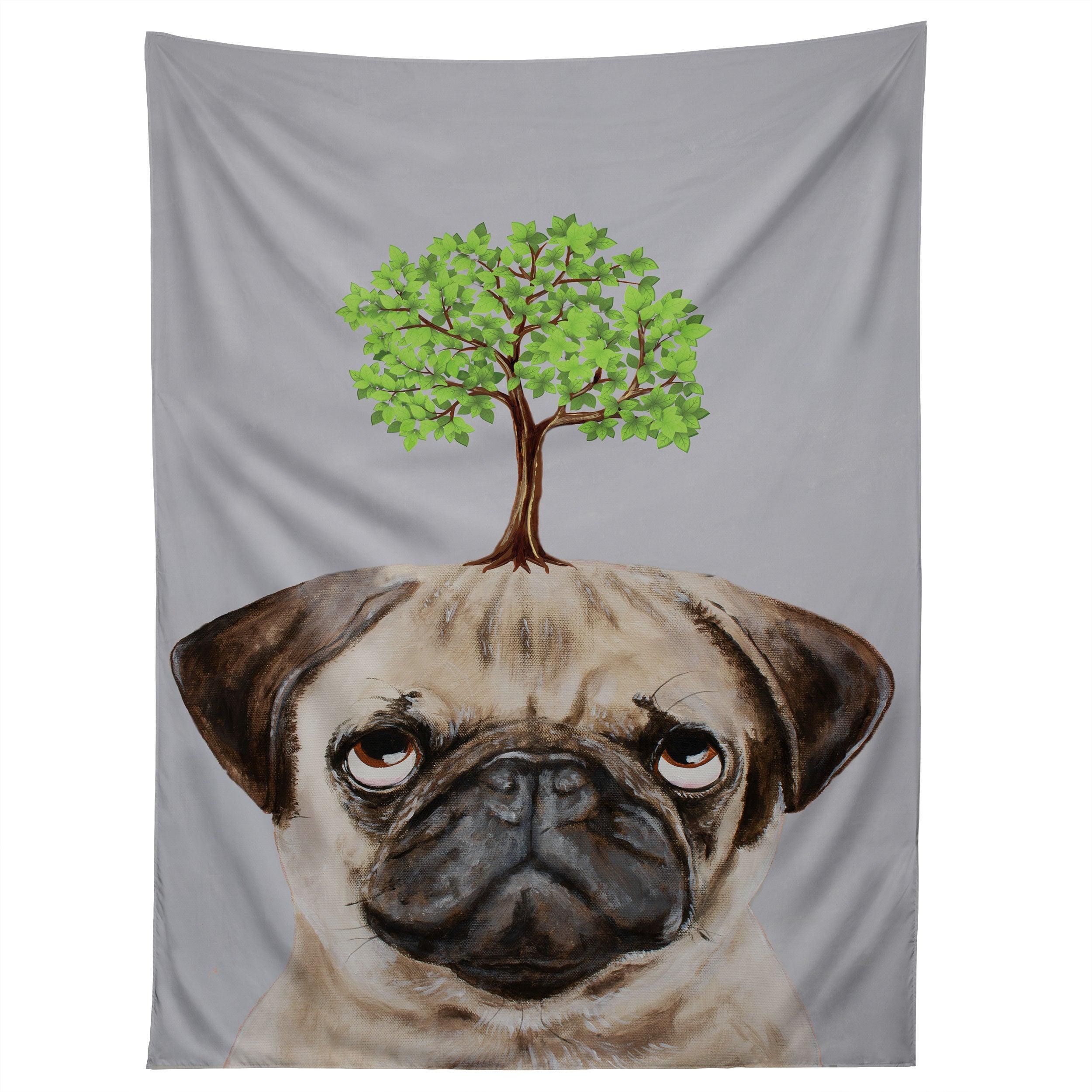 A PUG WITH A TREE tapestry 75x100