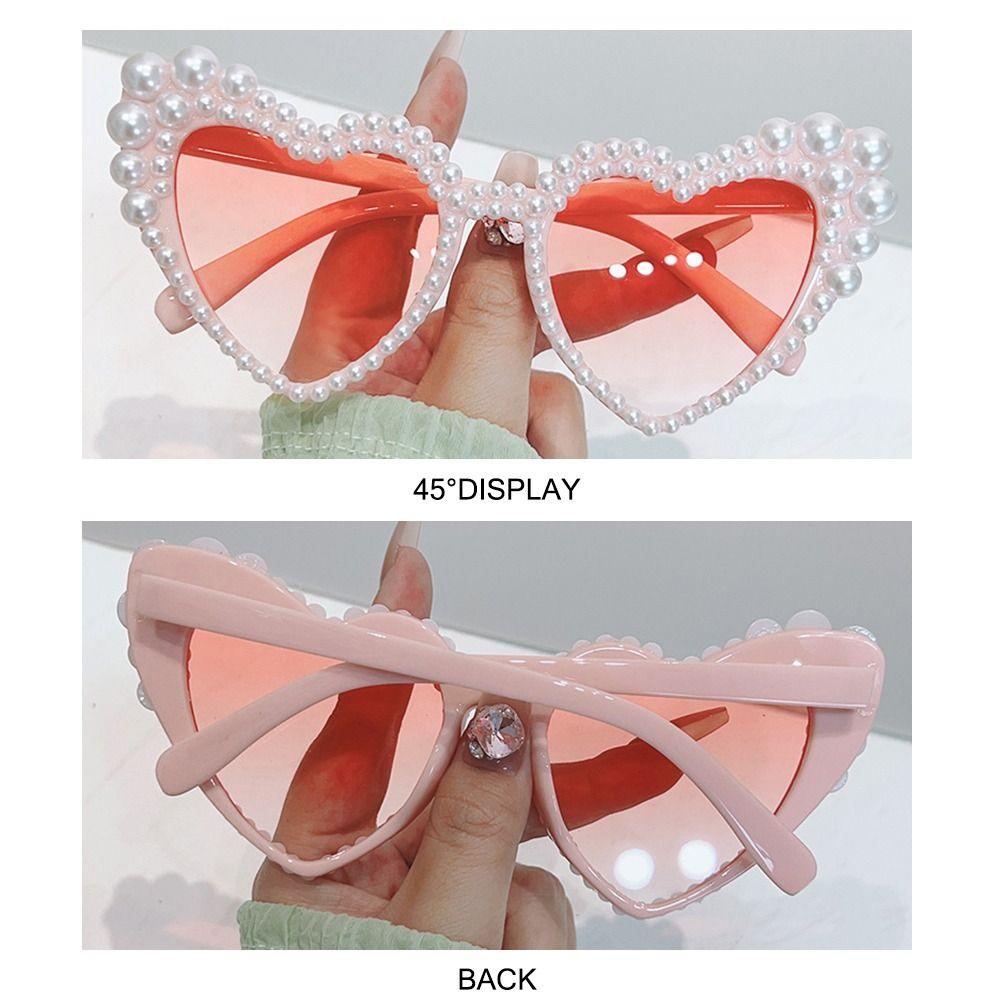 Y2K Imitation Pearl Frame Sunglasses UV400 Shades Trendy Cat Eye Eyewear  for Women & Men