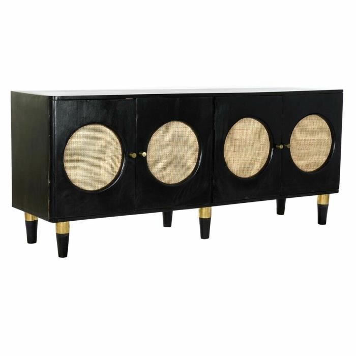 Buffet - Natural - Black - Mango Wood - 4 Doors - 150x40x65 Cm