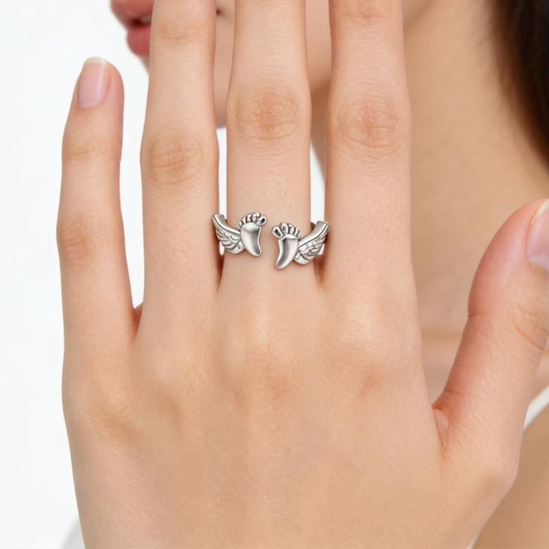 Graceful Angel Wing Shaped Rings With Flexible Sizing Option Crafted From Copper For Long Time Beauty