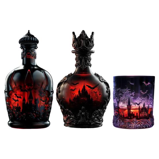 Halloween Whiskeyflaske Gotisk Magisk Drikk Stil Glass Whiskeykaraffel Flaske for Samlere Pappa Ektemann Gaver Høytid Bardekor
