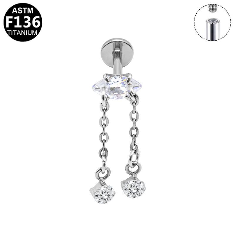 Lotus Flower G23 Titanium Alloy Pendant Piercing Stud Earrings - Fashionable European  American Design