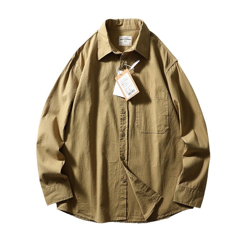 American Vintage Cotton Casual Stripe Long Sleeve Shirts Men's 2024 New Spring and Autumn Outerwear Foreign Trade Men's Shirt