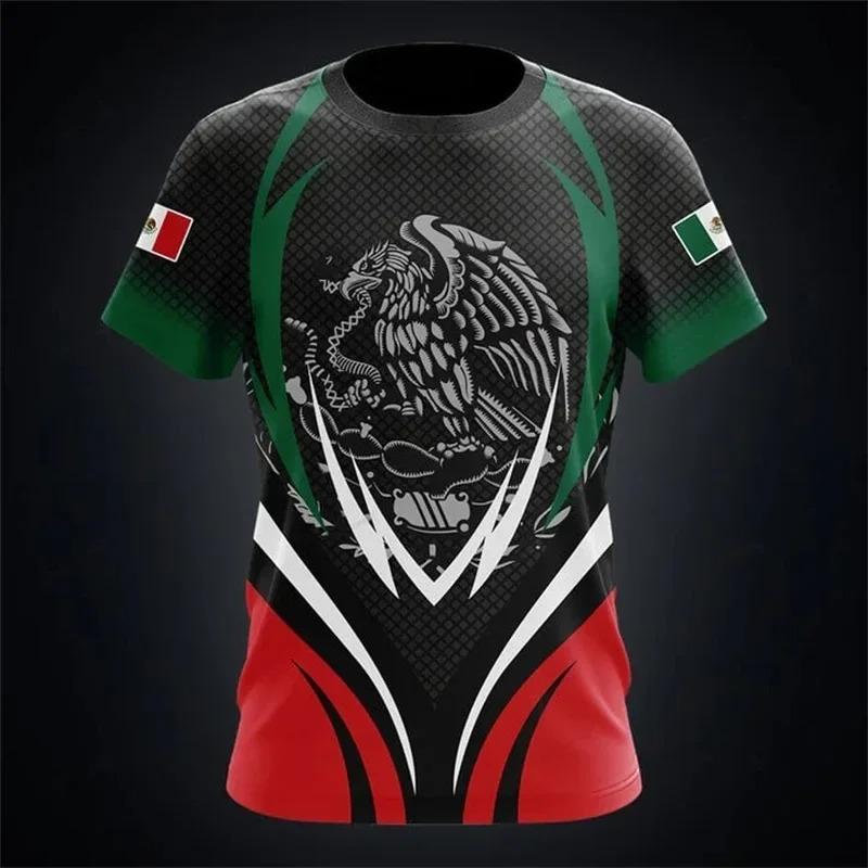 Fashion Mexico Flag Graphic Football Jersey For Men Summer Trendy National Emblem 3D Printed Tees Casual Oversized T-Shirts Tops