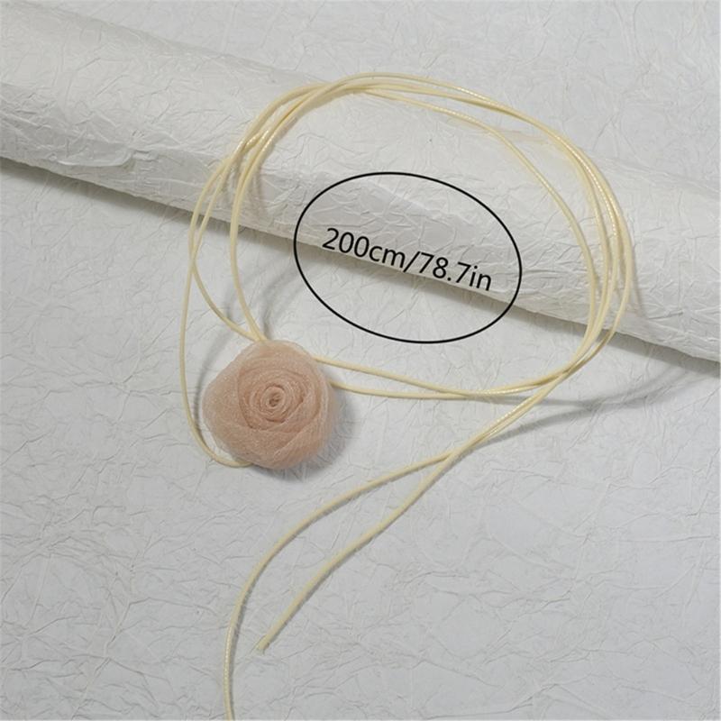 Stylish Lace Rose Clavicle Chain Necklace Long Rope Flower Choker Collarbone Chain Bridals Wedding Party Accessory