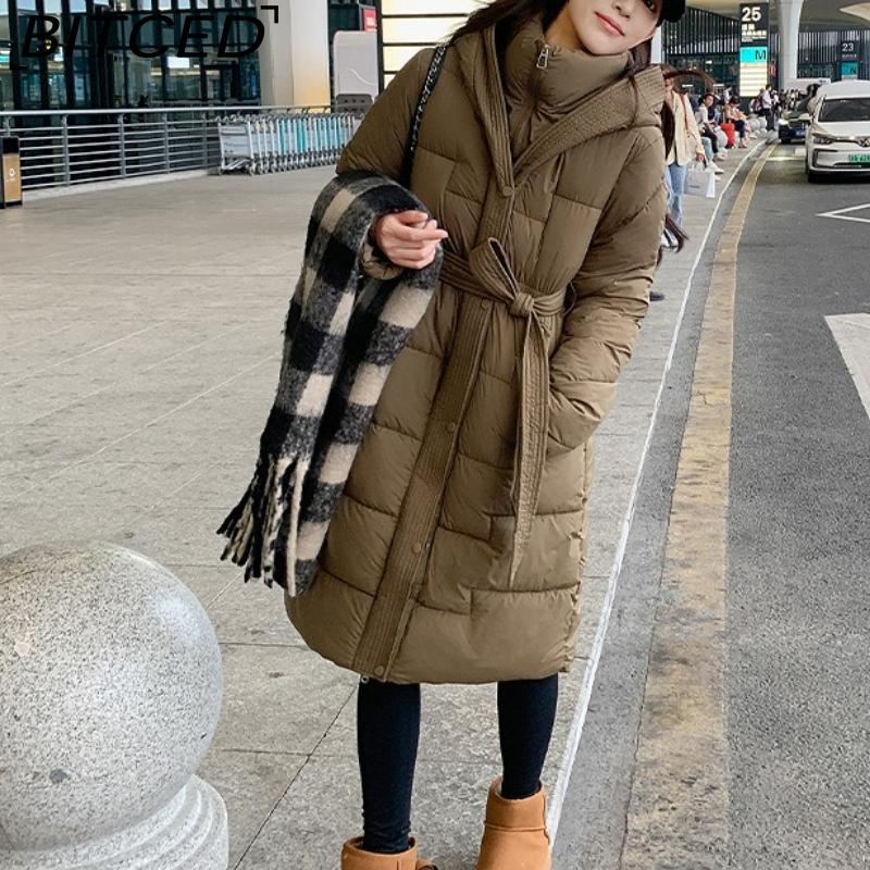 BITCED Women's Down-Filled Cotton Coat - Autumn/Winter Mid-Length, Elegant and Tailored, Knee-Length, Thickened Outerwear