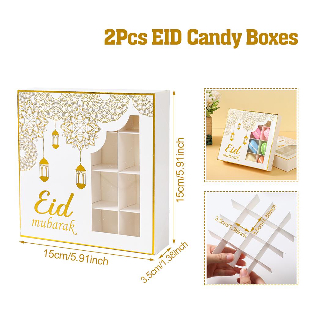 Eid Mubarak Cake Box Cookie Dessert Box Ramadan Decoration for Home 2025 Ramadan Kareem Islam Muslim Party Supplies Eid Al-fitr