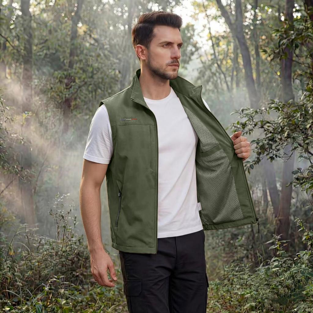 Gilet da Pesca da Uomo Asciugatura Rapida Giacca da Esterno Senza Maniche Leggero Multi Tasche Utilità Abbigliamento da Lavoro Gilet da Escursionismo