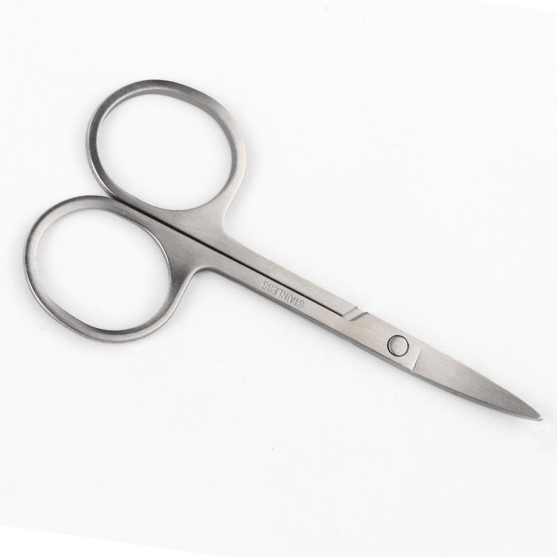 Exquisite Fashion Stainless Steel Round Head Nose & Eyebrow Scissors for Beauty, Trimming False Eyelashes, and Swim-Ready Sandblasting.