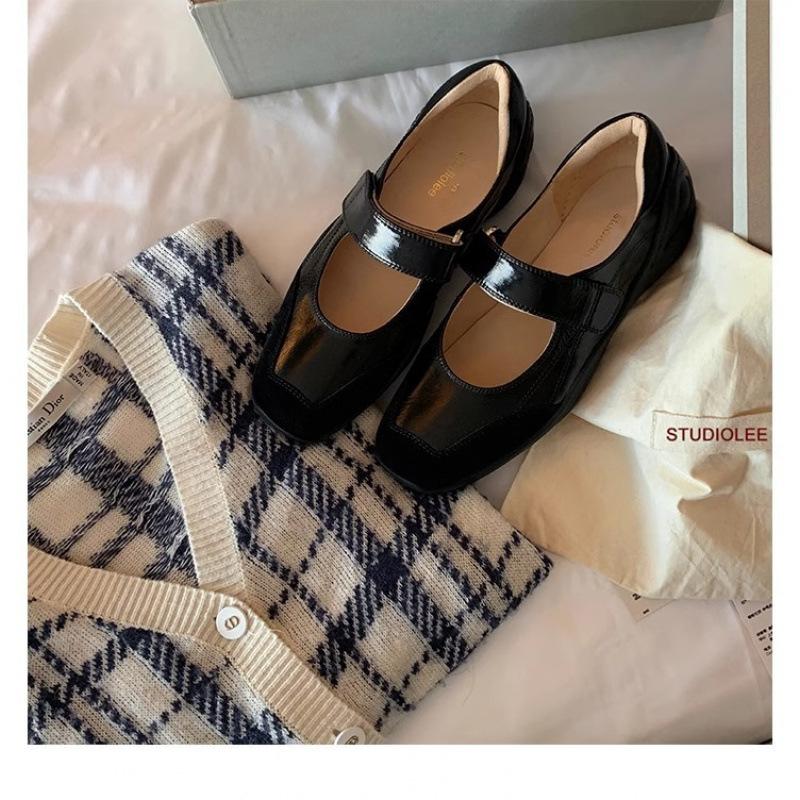 

Туфли удобные на липучке с функцией увеличения внутренней высоты Мэри Джейн повседневные туфли женские одинарные туфли 40 чёрный