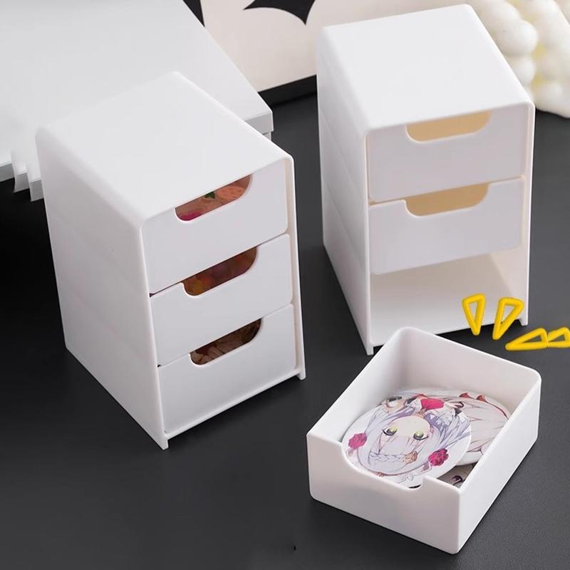 3-Tier Cosmetic Storage Box Organizer With Drawers Multifunctional Countertop Storage For Jewelry Office Supplies