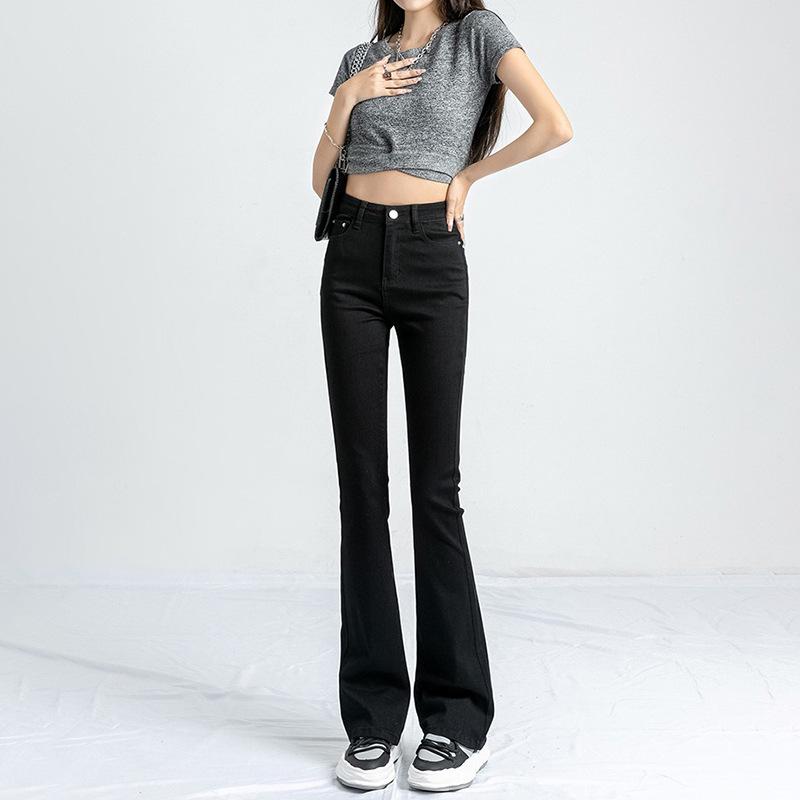 American Retro High-Waist Micro Flare Jeans - Women's Slimming Bell Bottom Pants for Spring & Autumn