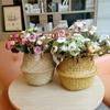 Nordic portable woven flower pot seagrass basket big belly basket plant floor folding straw storage basket