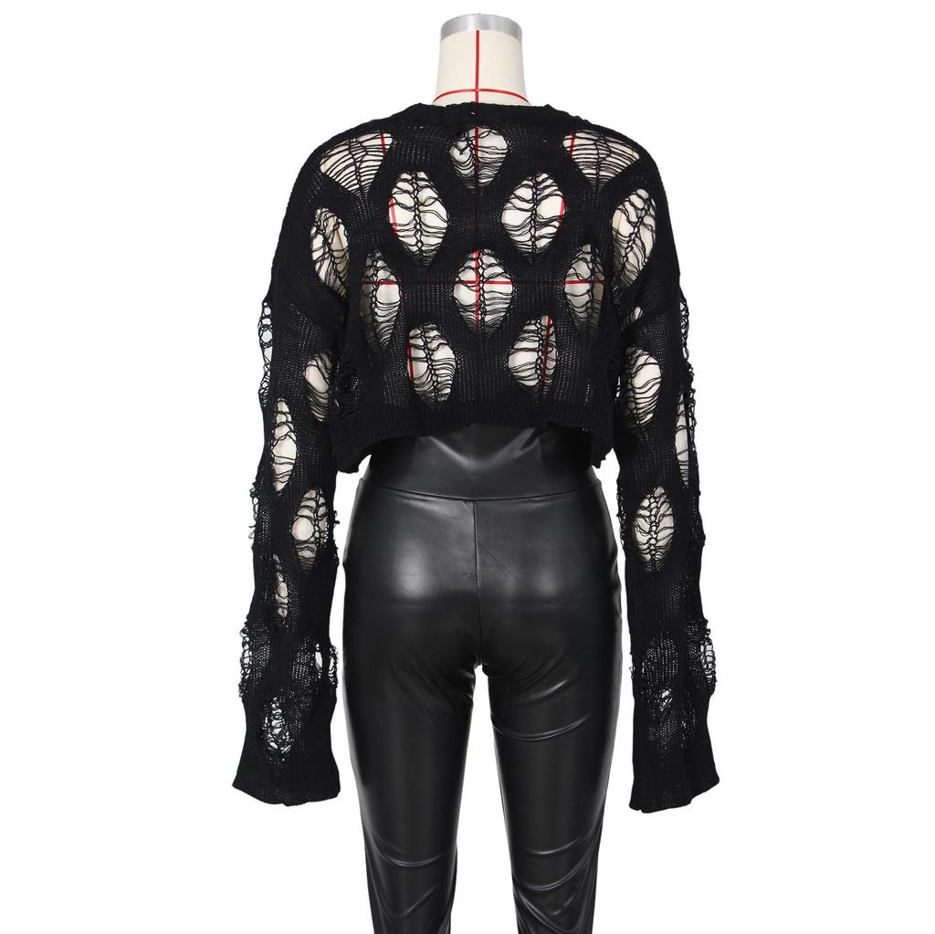 Spring/Summer 2023 Women's Knitted Crop Top with Hollow Design