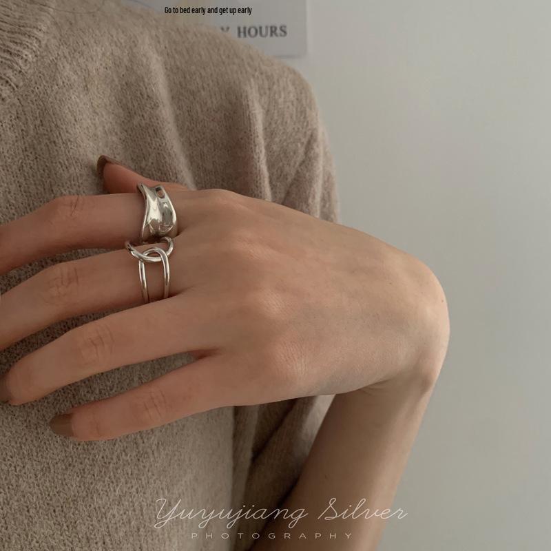 Korean-Style S925 Sterling Silver Ring - Simple, Retro, Trendy Index Finger Ring for Women