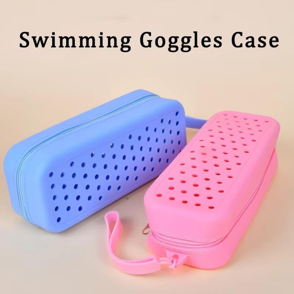 Perforated Swim Goggle Case Silicone Goggle Storage Box Portable Eyeglasses Storage Bag Travel Use