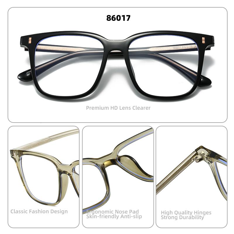 Stylish Rice Nail Large Frame Simple Geometric Design Anti-blue Light Reading Glasses