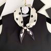 Satin Neck Scarf Irregular Geometric Pattern Wrinkle-resistant Scarf with Magnetic Imitation Pearl Buckle Outfit Accessory