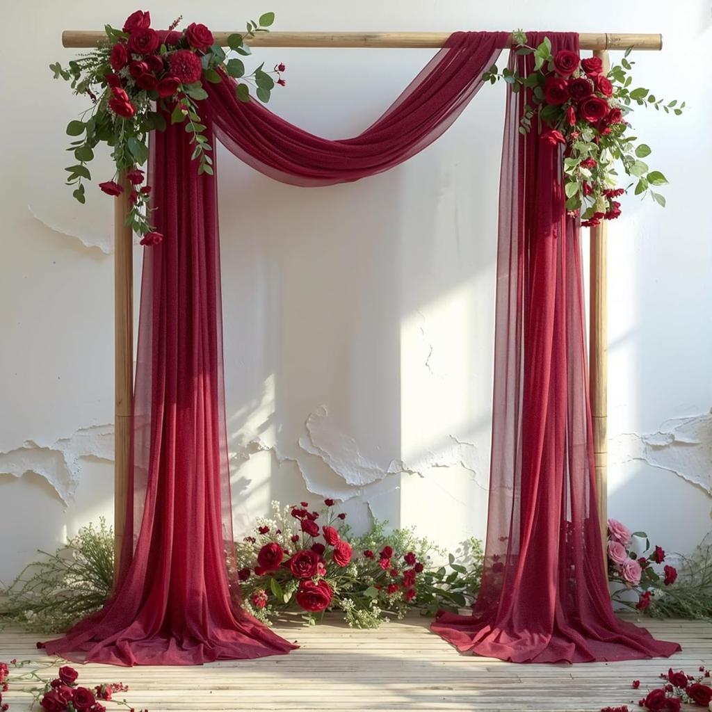 Wedding Arch Draping Fabric, 1 Panel 6/10M Champagne Sheer Backdrop Curtain Wedding Arch Decorations for Wedding Party Ceiling
