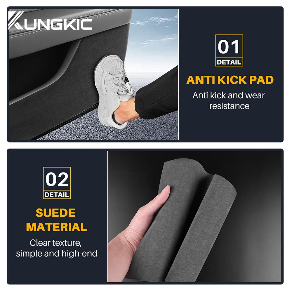 For Tesla Model 3 Highland 2024 Anti-Kick Mat Suede Leather Door Sticker Soil-Proof Children's Kick Pad Car Interior Protection
