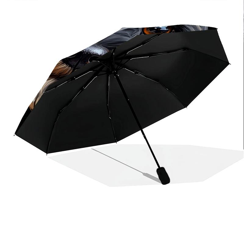 Black Schnauzer pattern, automatic folding umbrella, portable and foldable design, 8 ribs, a Christmas or birthday gift.