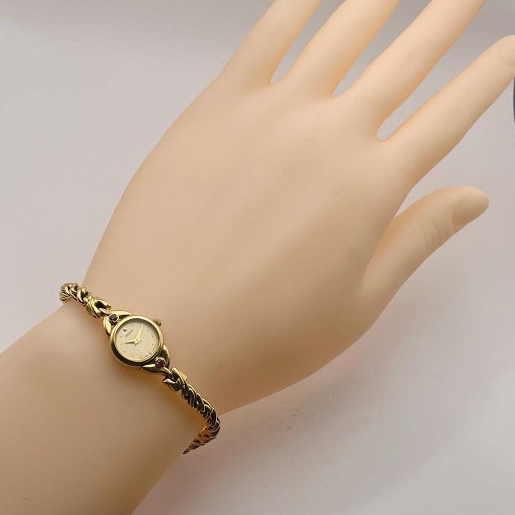 Used SEIKO Ladies Watch, 2 Ruby, New Battery, Gold Bracelet, Manufactured February 1996