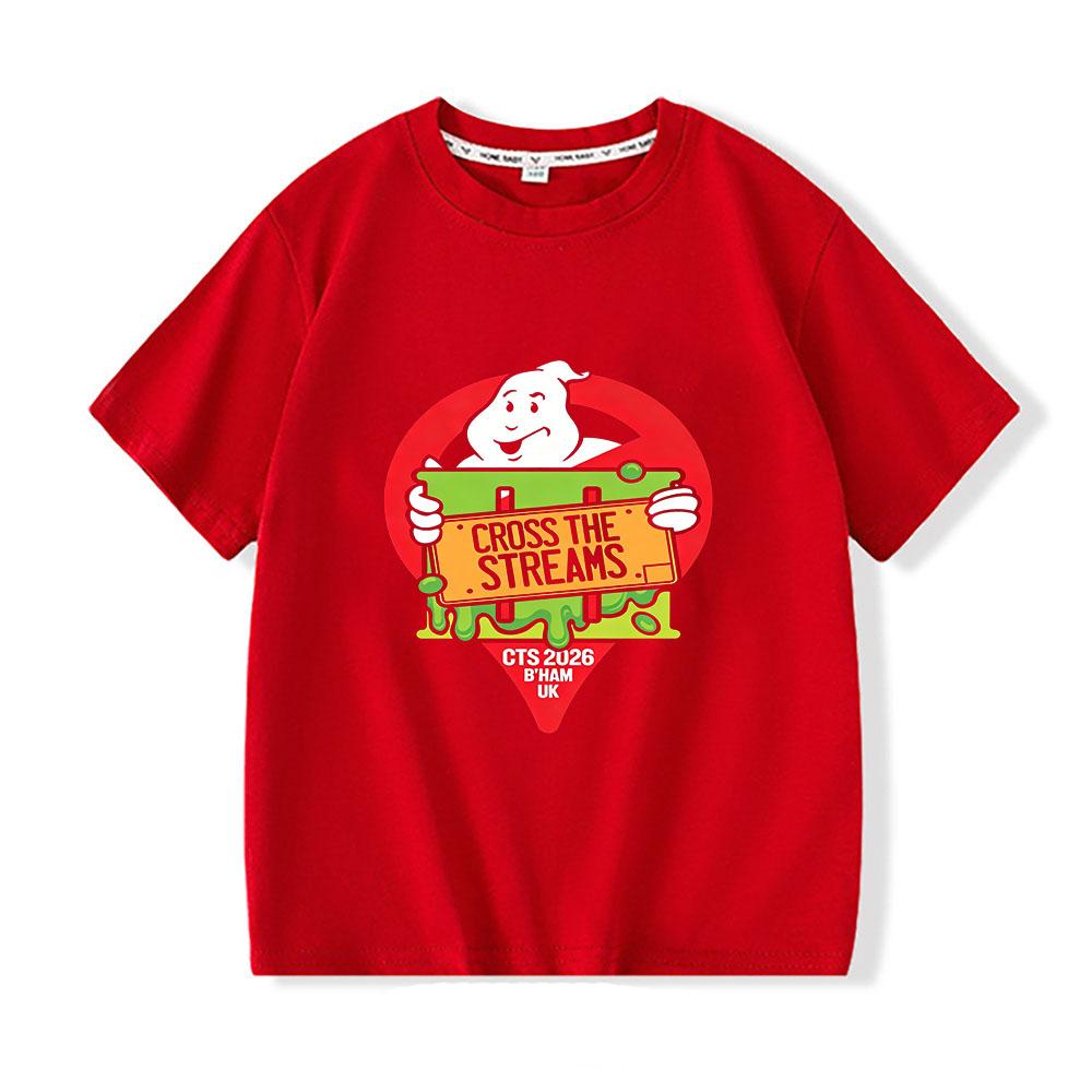 

2026 New Ghostbusters Children s T-Shirt 100%Cotton Cartoon Print Top 2-12Y Short Sleeve Boys Girls Casual O-neck Toddler Summer 100 красный
