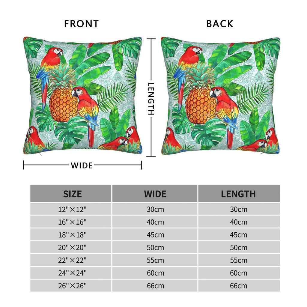 Tropical Parrot Palm Pillow Cover Square Cushion Cover Fashion Pillow Case For Living Room Bed Chair