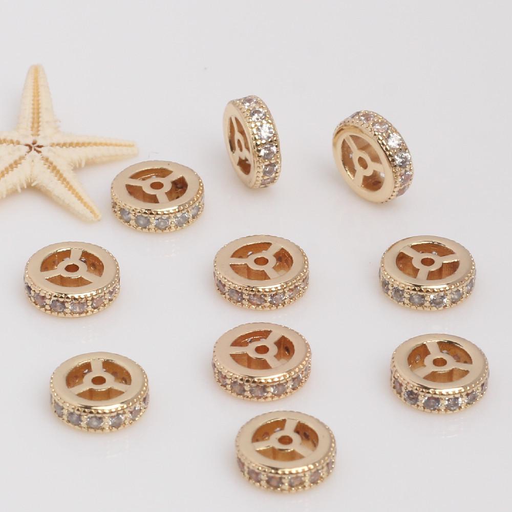 18k Gold-Plated Rhinestone Spacer Beads for DIY Jewelry Making