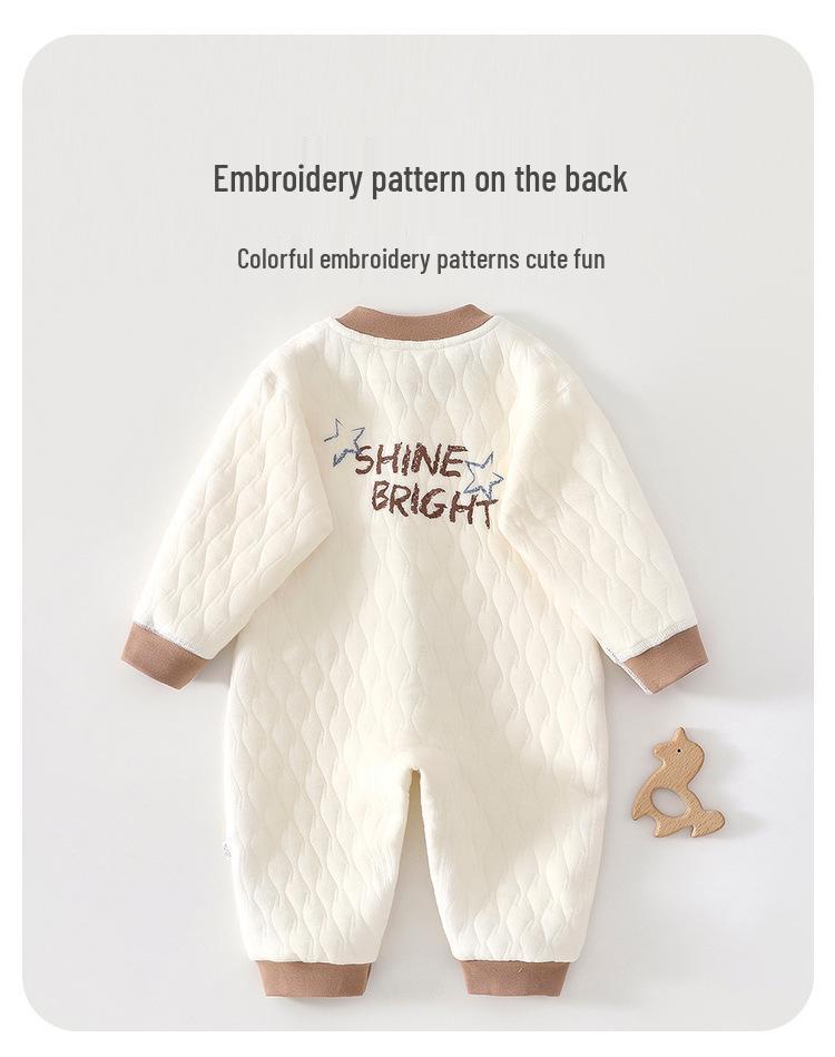 Anyang Baby Bodysuit: Three-Layer Warm, No-Bone Design, Air Cotton Newborn Crawling Suit