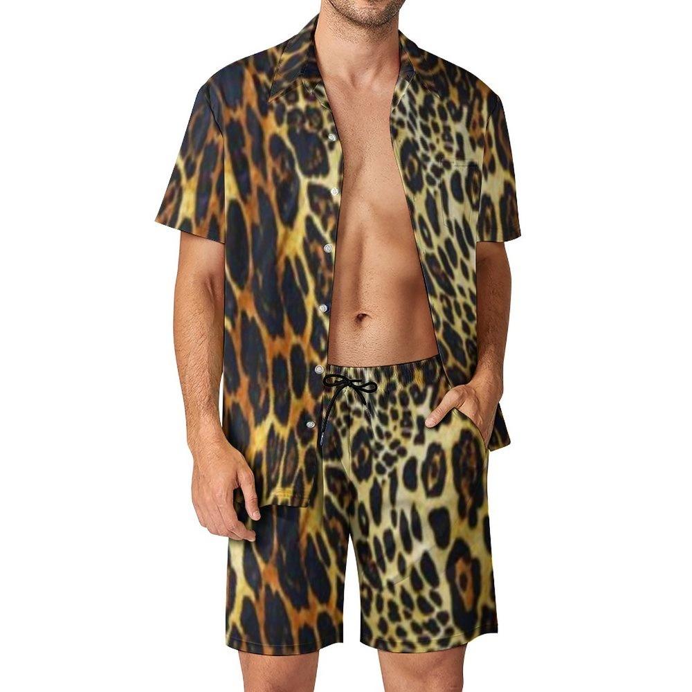 Ameerika Suvine Tiiger Leopard Triibuline 3D Prinditud Meeste Särgi Komplekt Lühikeste Varrukatega Särk Üle suurusega Rannapüksid Tänavariietus Havai ülikond