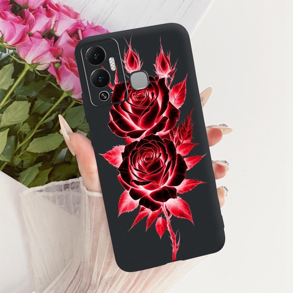 For Infinix Hot 12 Play 12i Cute Flower Butterfly Cat Painted Case For Infinix Hot12i 12Play Black Silicone Soft Phone Cases