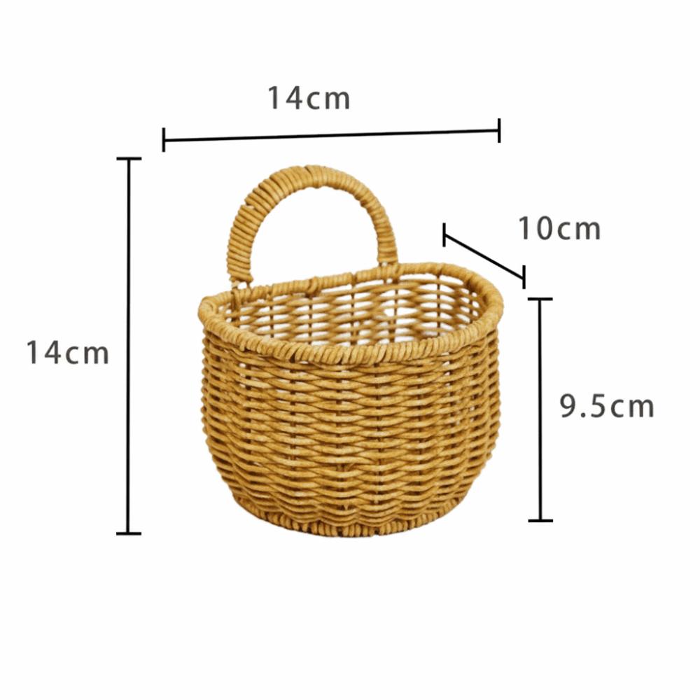 

Wall Mounted Kitchen Storage Basket Willow Rattan Woven Basket Creative Sundries Organizer Home A