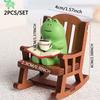 2PCs/set Cute Reading Frog Miniatures Mini Small Chair Ornaments  Photo Props
