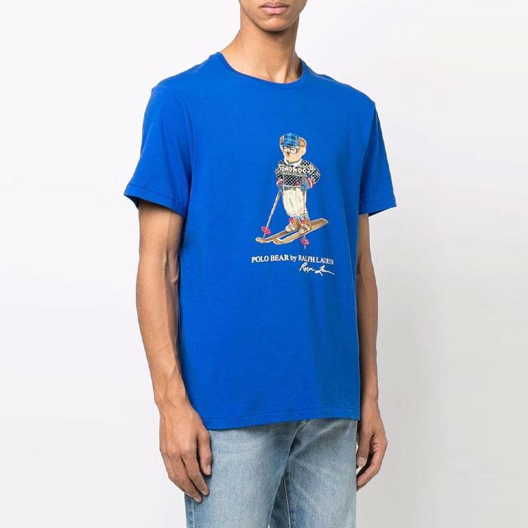 Polo Ralph Lauren SS22 Logo Teddy Bear Print Short Sleeve T-Shirt Men T-Shirts Blue 710853310-005