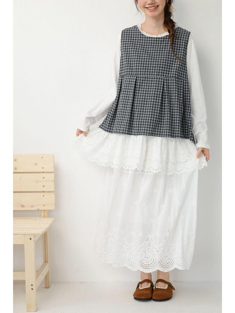 Spring Sweet Mori Girl Embroidered Lace A-Line Skirt