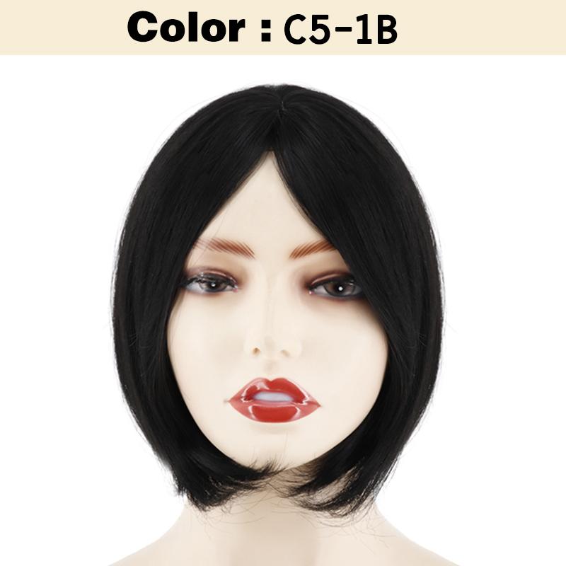 Synthetic Short Straight Bob Wig With Air Bangs And Mid cut bangs Clip In Wig Suitable For Women Daily Wear
