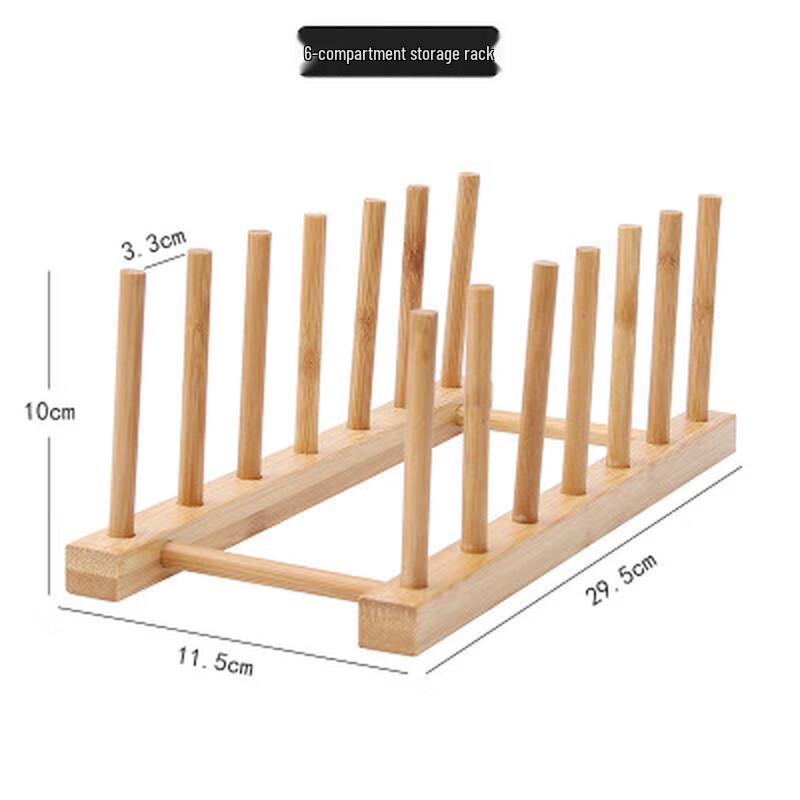 Adjustable 6-Slot Tabletop Dish & Cup Storage Rack