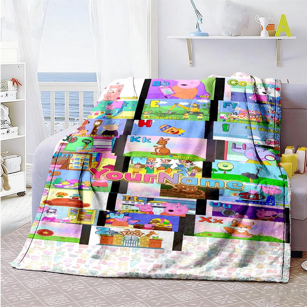 Peppa Pig Customize Text Blanket Lightweight Personalized Blanket Warmthful Decor Suitable for Office Chair Seaside Bedding Couch for All Occasions
