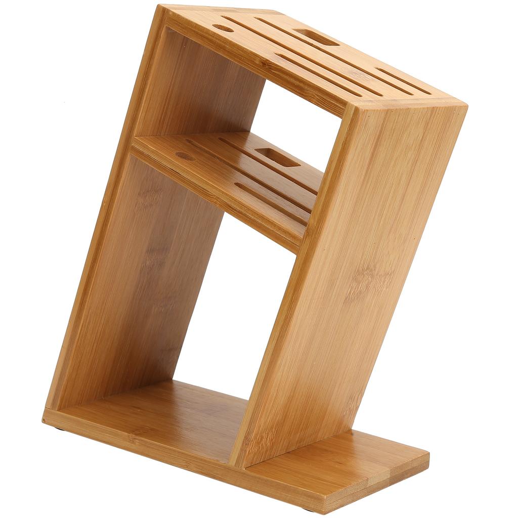 Bamboo Knife Holder Inclined Kitchen Knife Holder Multifunctional Bamboo Rack Hollow Ventilation