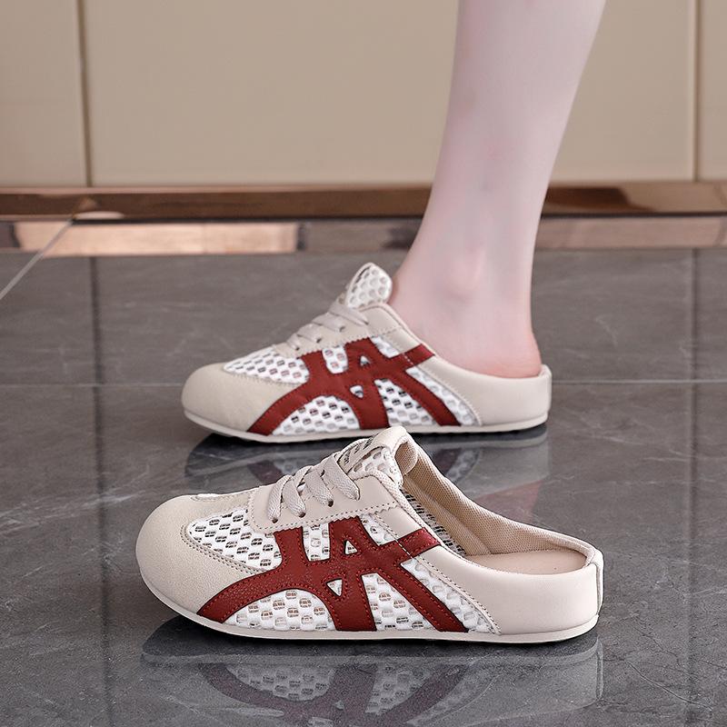 

Женские уличные домашние дорожные полушлепанцы Новые сетчатые дышащие удобные модные универсальные сандалии с закрытым носком на плоской подошве для повседневной носки 40 хаки